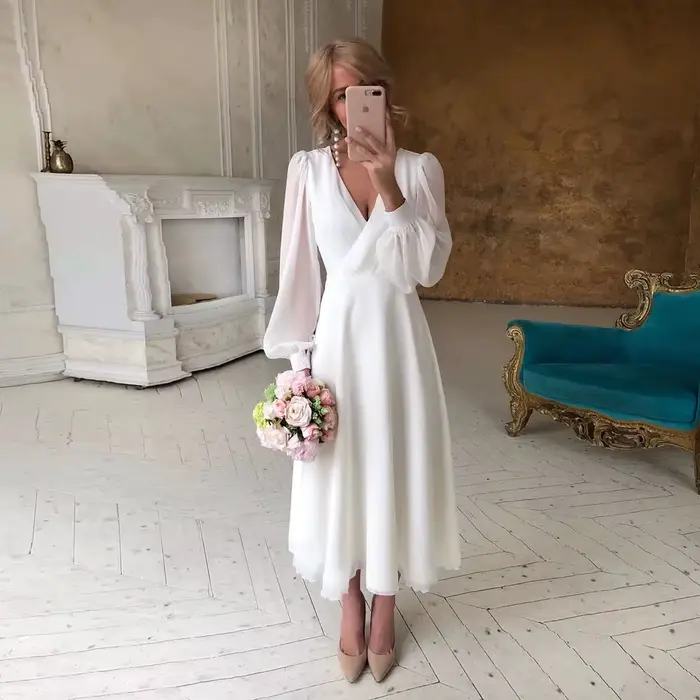 Robes de mariée en mousseline de soie personnalisées pour femmes