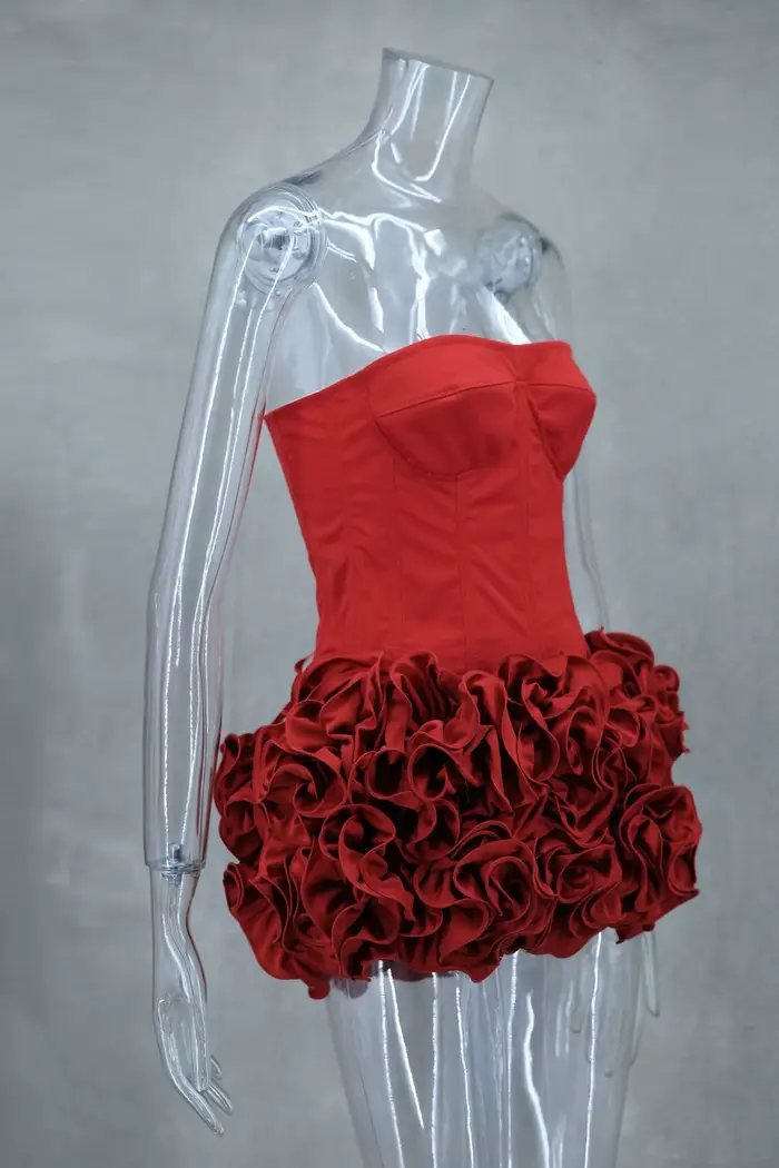 Robe de cocktail sexy sans bretelles coupe gaine en nylon et polyester pour femme élégante soirée Nouvel An bleu gris