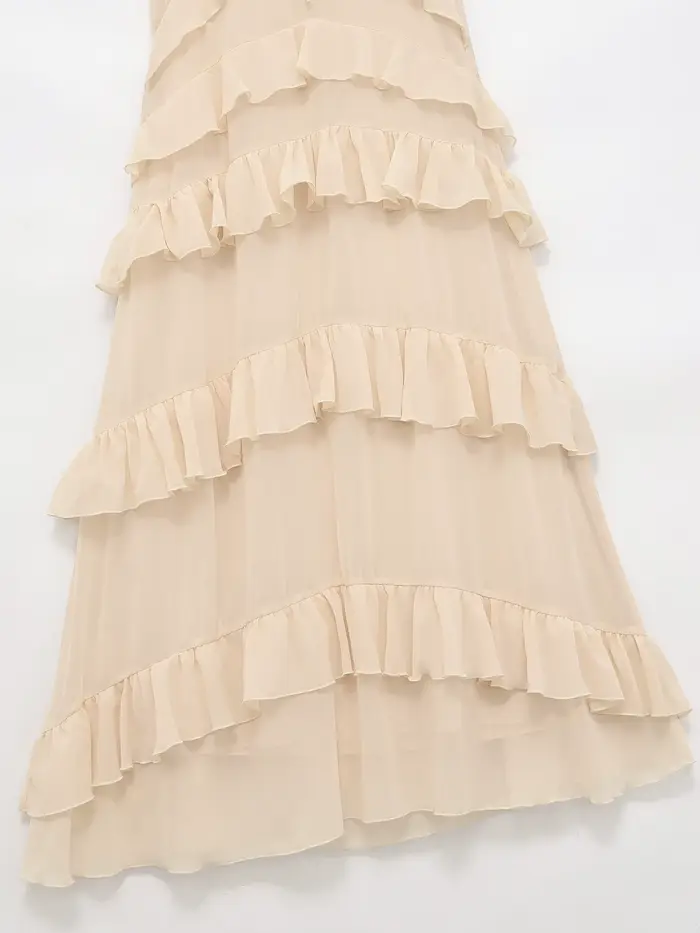 Robe midi élégante beige pour femme