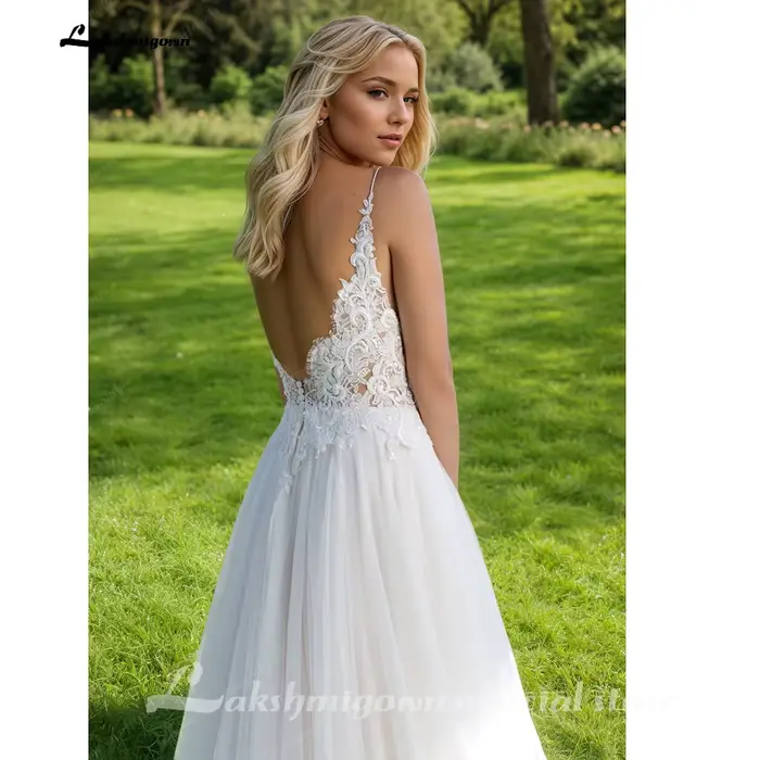 Lakshmigown – robe de mariée bohème à bretelles spaghetti