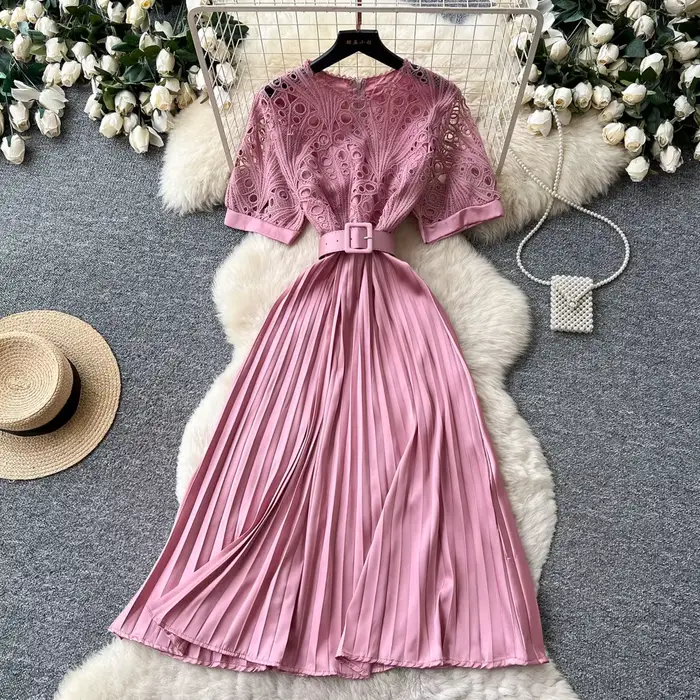 Robe longue pour femme, coupe trapèze, style Y2K streetwear, col rond, manches courtes, taille ajust