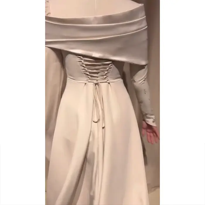 Robe de soirée musulmane élégante, col haut, manches longues, longueur cheville, robe de bal, mode plissée en cristal, ligne A, personnalisée