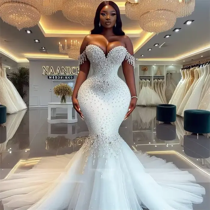 Robe de mariée sirène scintillante personnalisée