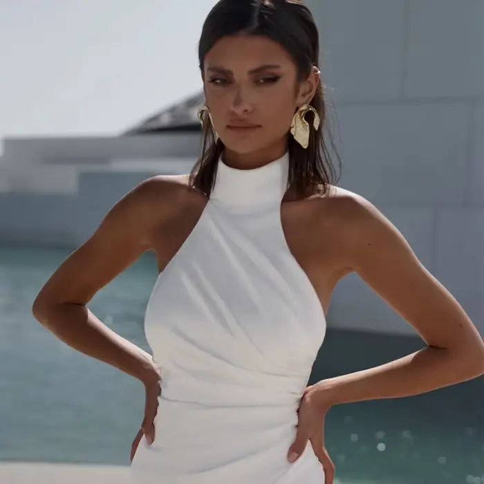 Robe de Mariée Simple en Satin pour Femme