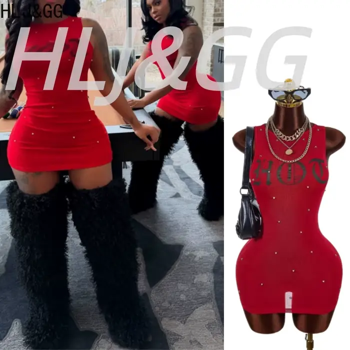 HLJ&GG Robe moulante mini pour femme