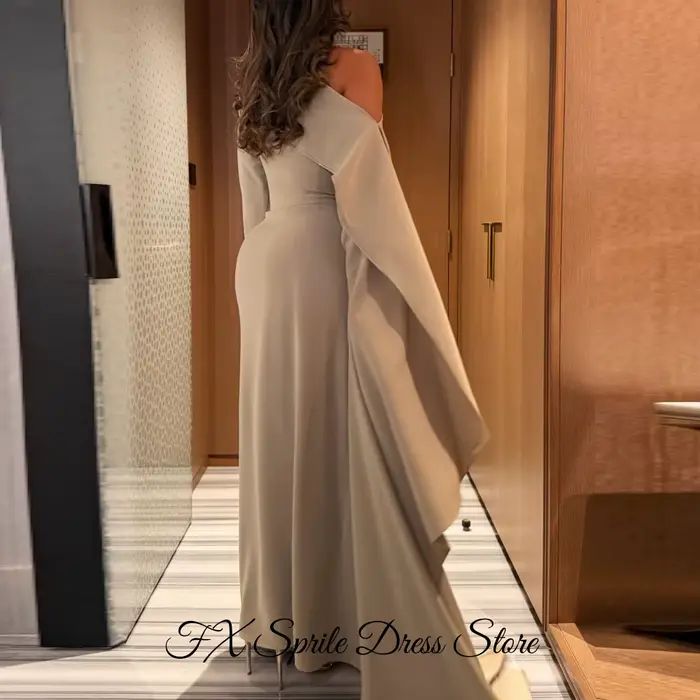 Robe de soirée sirène élégante, asymétrique à une épaule, manches longues, robes de célébrités personnalisées, robes de soirée en jersey tendance