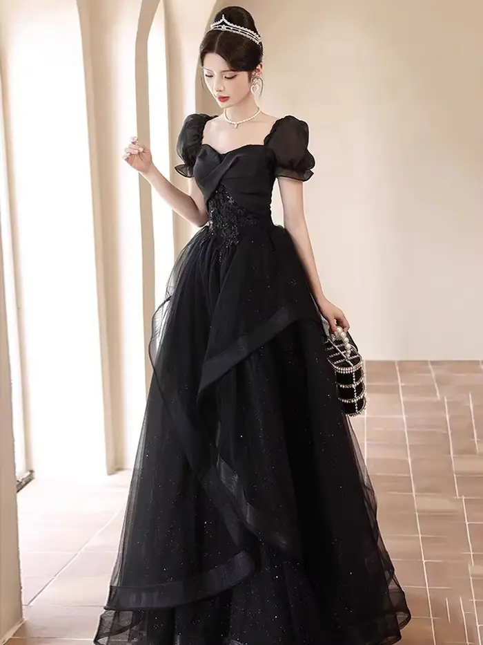 Robe de Soirée Longue Noire pour Femme