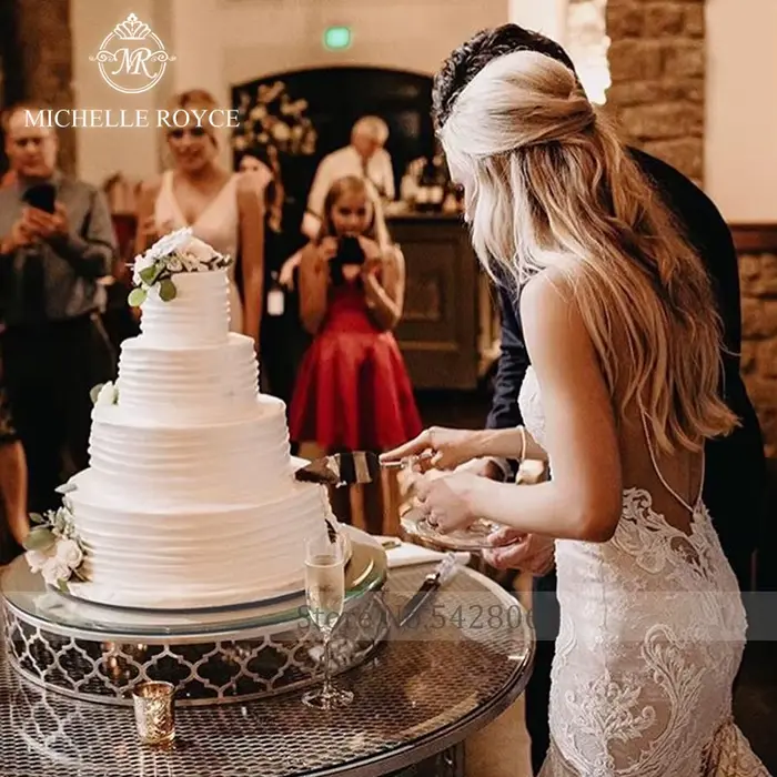 Robe de mariée Michelle Royce sirène sans manches appliques dos nu train de chapelle pour cérémonie de mariage et occasions spéciales