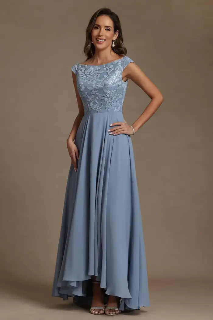 Robe de soirée formelle en mousseline de soie pour mère de la mariée