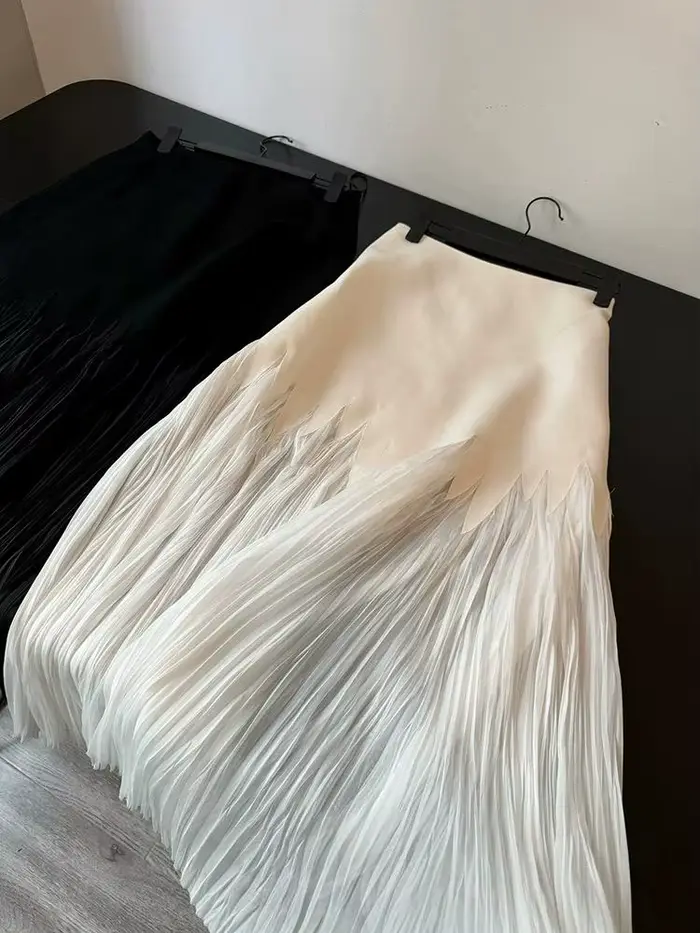 Robe de soirée longue plissée patchwork pour femme, jupe taille haute, mode coréenne, design élégant, français, rétro, occasions spéciales
