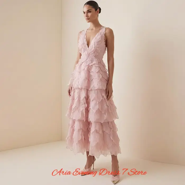 Robe de soirée classique en organza à col en V