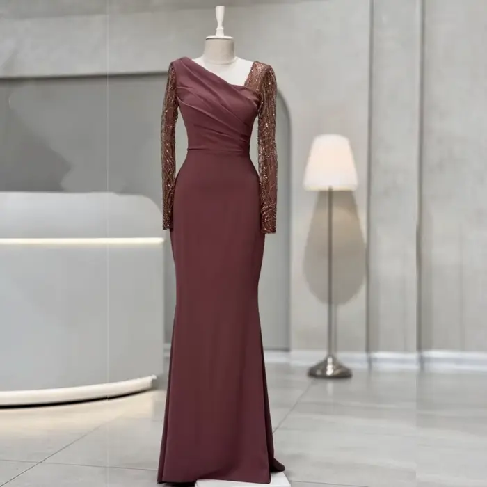 Robes de soirée pour femmes à manches longues, personnalisées et exquises, pour banquets, robes long
