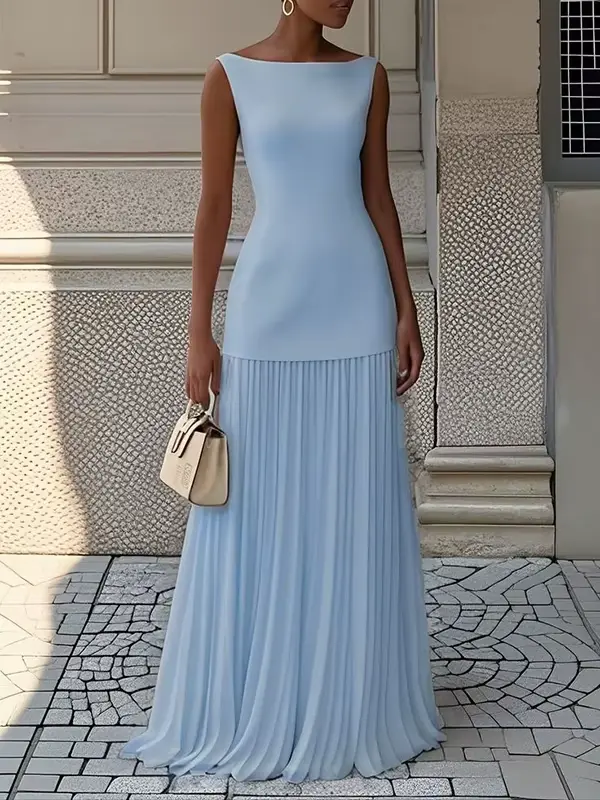 Modigirl 2025 soirée bal Maxi robes pour femme été élégant sans manches plissé gaze Cocktail fête ro