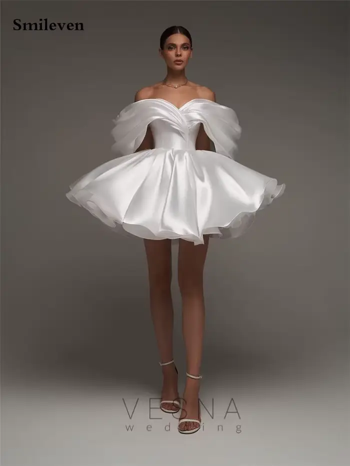 Robe de mariée courte en satin doux, ligne A, décolleté en cœur, personnalisable pour femmes, occasions spéciales et mariages