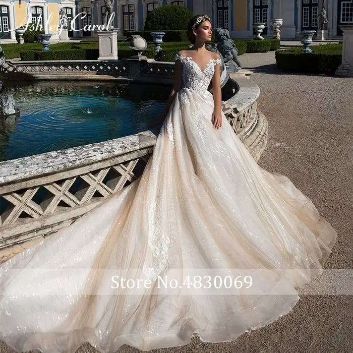 Robe de Mariée Ashley Carol Bohème Elégante avec Décolleté en Cœur et Appliques Perlées pour Femmes Occasions Spéciales Mariages Proms Soirées Célébrités