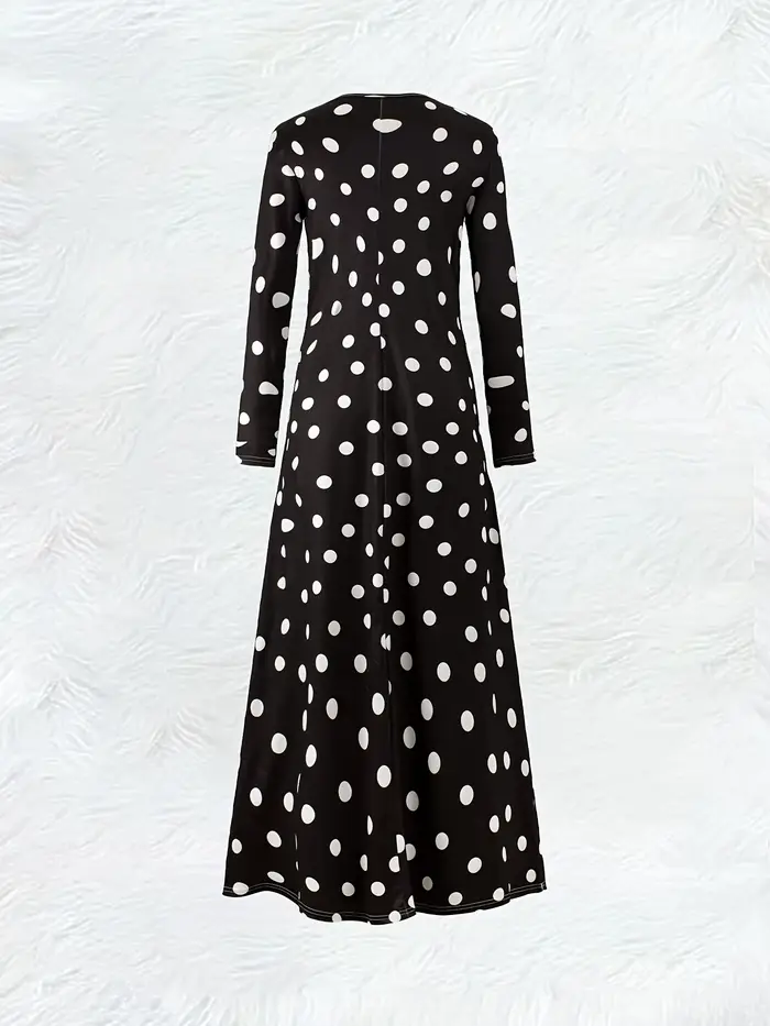 Robe à manches longues décontractée polyester pour femmes élégante coupe une ligne col rond pour bureau soirées et cadeaux d'occasion