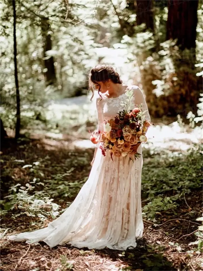 Robe de mariée bohème à manches longues