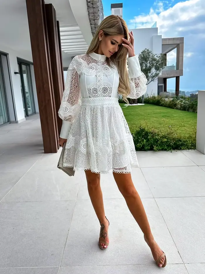 Robes de Style dentelle blanche pour femmes vêtements