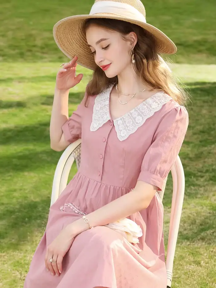 I BELIEVE YOU-Robe en dentelle rose