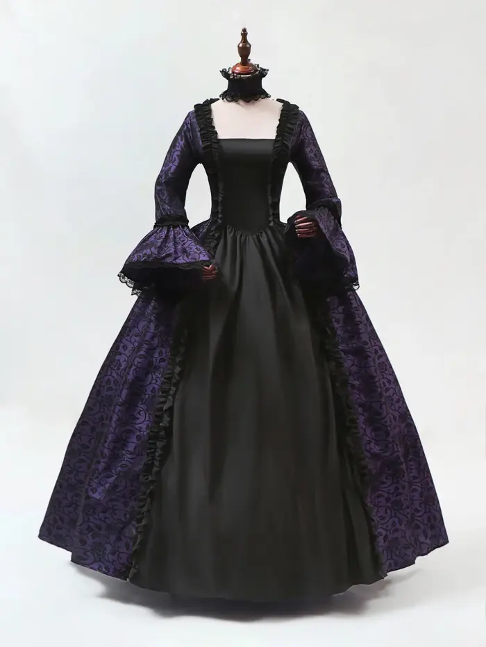 Robe de cosplay pour femmes, style Marie-Antoinette, manches évasées, robe de soirée victorienne, ro