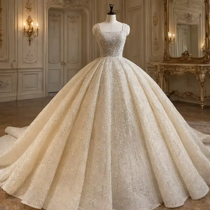 Robes de mariée personnalisées luxueuses à sequins et cristaux scintillants