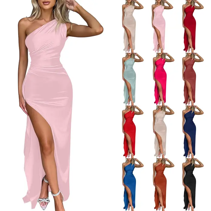 Robe de cocktail dos nu en satin pour femme