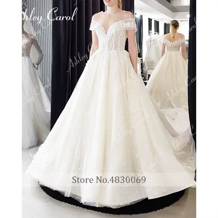 Ashley Carol robe De mariée pour les femmes Sexy chérie perles fermeture éclair 3D fleurs