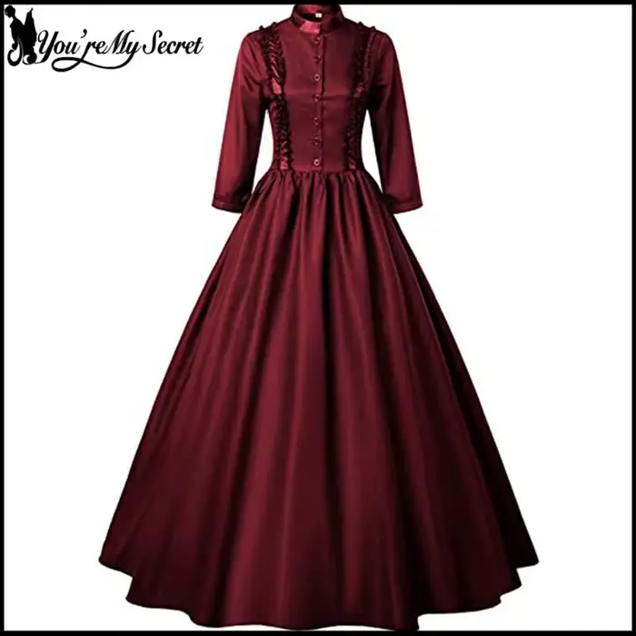 Robe médiévale pour femme avec manches longues pour carnaval, soirée de gala, cosplay et cérémonies spéciales