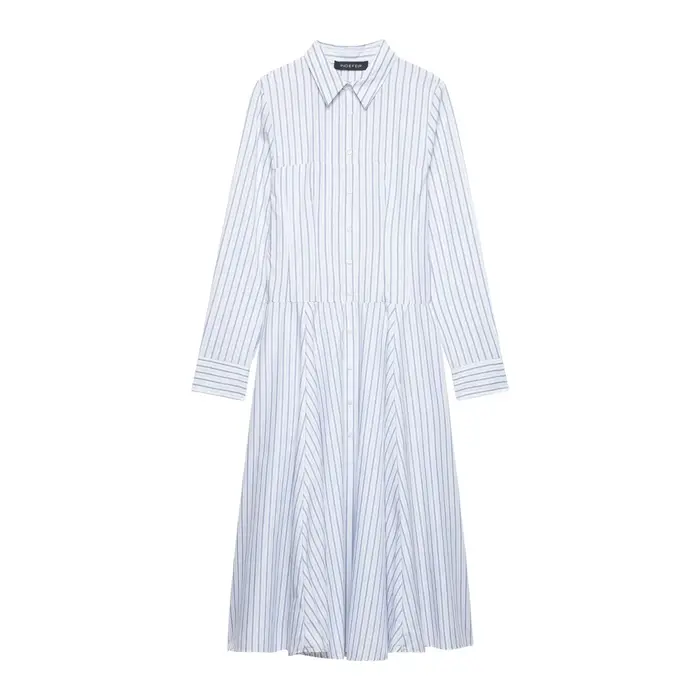 Robe chemise polyvalente en polyester style streetwear avec motif rayé et patchs travaillés à la main pour femmes, adapté à toutes les occasions et saisons printemps/été