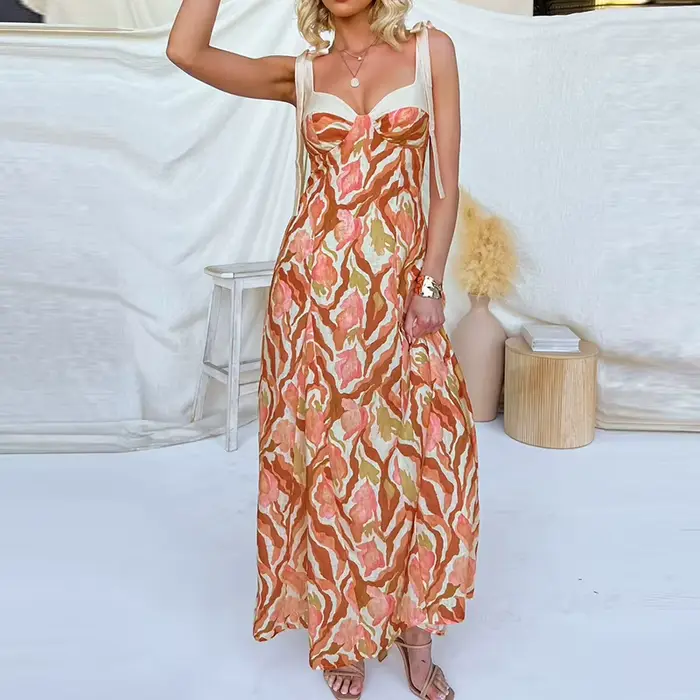 Robe bohème sans manches dos nu