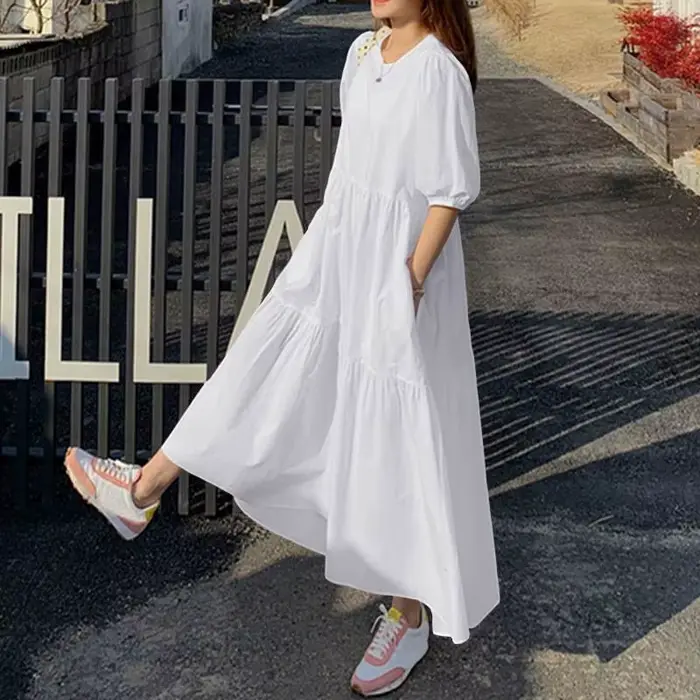 Robe d'été élégante rouge et blanche pour femmes