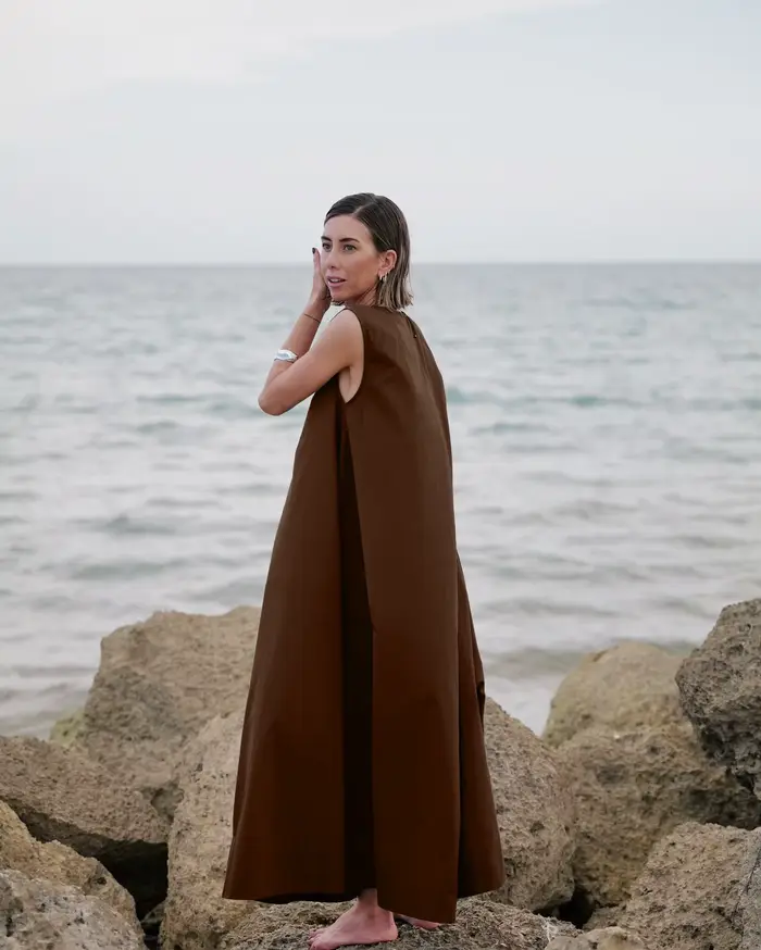 Robe longue décontractée et élégante en lin sans manches pour femme