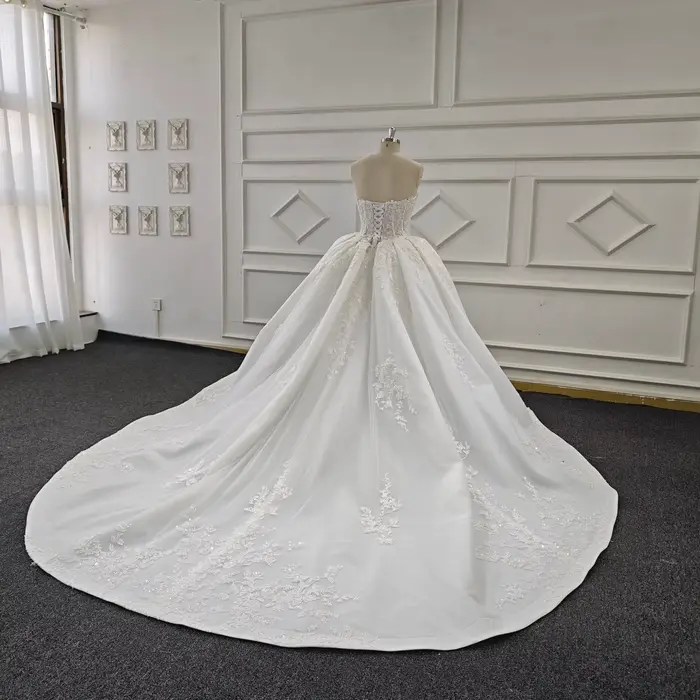 Eslieb-Robe de Mariée Blanche en Dentelle avec Perles Sexy