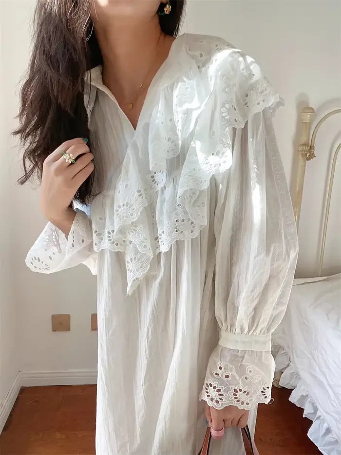 Robe à volants évasée à manches longues pour femmes