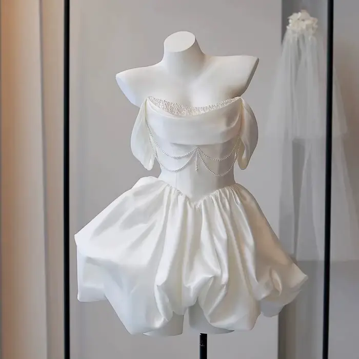 Mini robes de soirée de mariage courtes coréennes