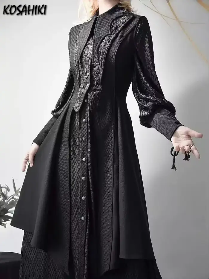 Robe chemise longue design dragon vintage streetwear grunge y2k esthetique gothique harajuku pour femmes et hommes cosplay occassions speciales