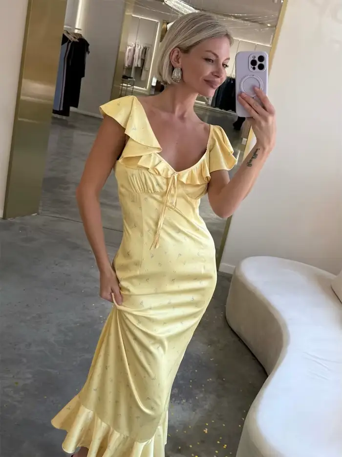 Robe d'été imprimée sans manches à col halter pour femme