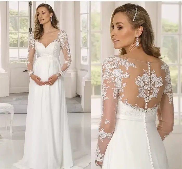 Robes de mariée de maternité pour femmes enceintes, en mousseline de soie, ligne a, style Boho, Illu