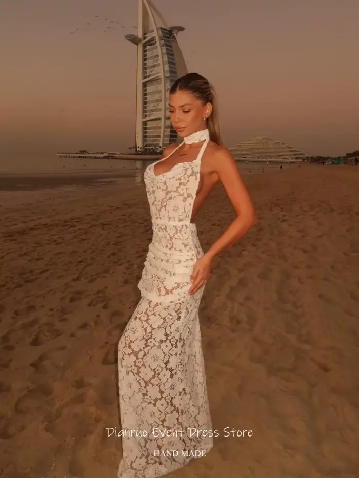 Robe de mariée sirène DIANRUO dos nu en dentelle élégante pour femmes avec soutien-gorge intégré et pour les futures mamans ocassions spéciales comme les mariages de plage