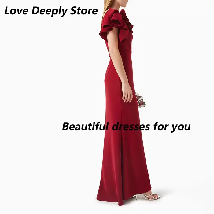 Robe de bal rouge longue sirène à épaules dénudées pour femme