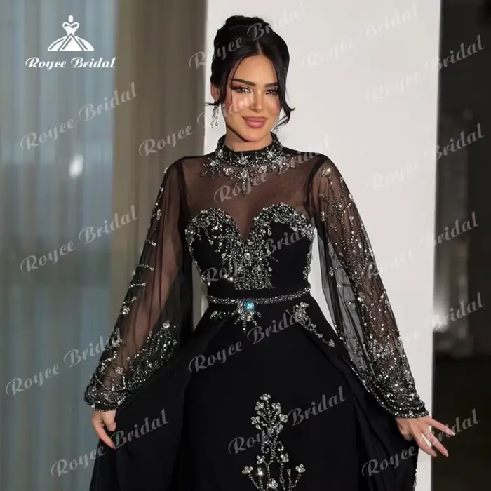 Robes de soirée de luxe à col montant et coupe trapèze 2026 pour femmes, tenues de soirée formelles et de cérémonie de mariage personnalisées