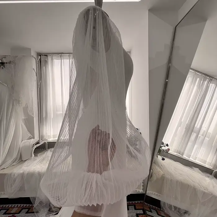 Mryarce robes de mariée extensibles minimalistes longues manches en Tulle plissées dos nu robes de mariée sirène