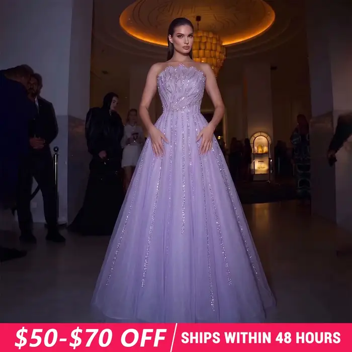 Robe de soirée Sharon Said élégante en polyester satiné avec perles et cristal pour femmes toutes occasions spéciales