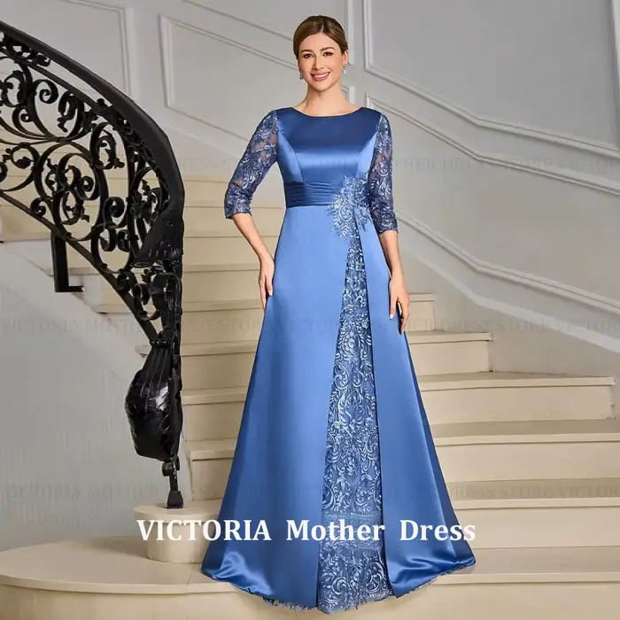 Robe de Soirée Longue VICTORIA Personnalisée en Satin de Luxe pour Mère de la Mariée 2026