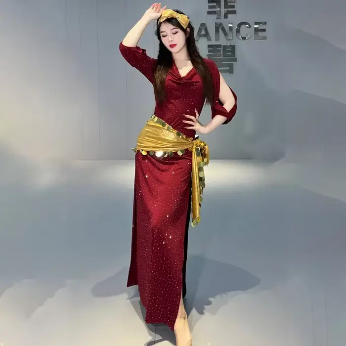 Shabbi Baladi Performance Robes pour femmes, ensemble de olympiques de danse du ventre, robe en coto