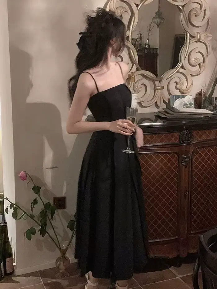 Robe maxi chic pour femme style bureau dame été fairycore sans manches mi-mollet empire coton polyester