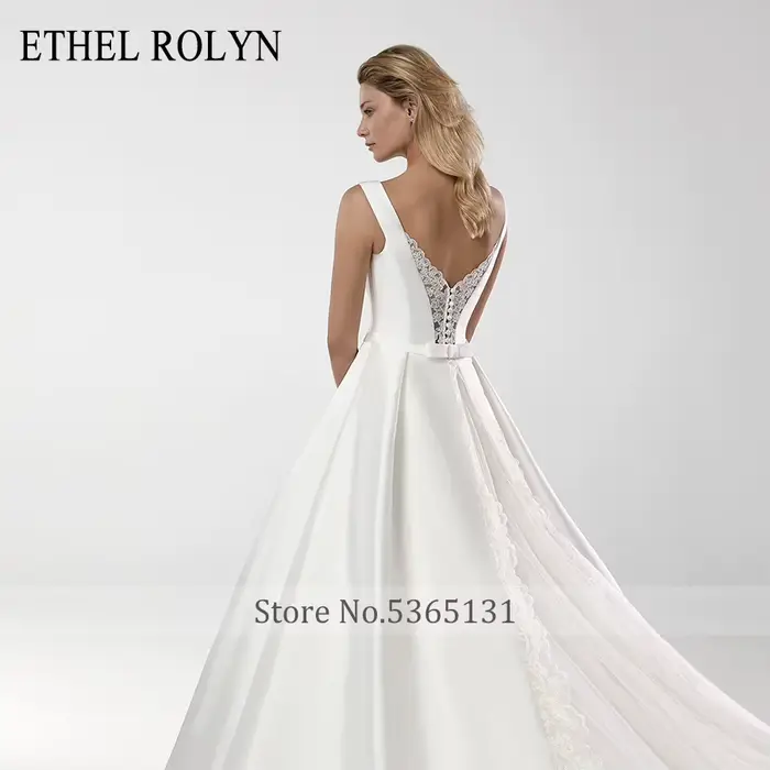 ETHEL ROLYN robe De mariée trapèze magnifique Satin col en v