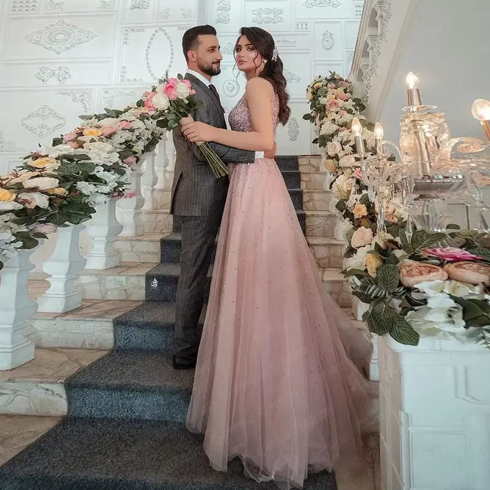 Robe de soirée de mariage formelle en tulle rose personnalisable avec traîne détachable pour femmes occasions spéciales et bal