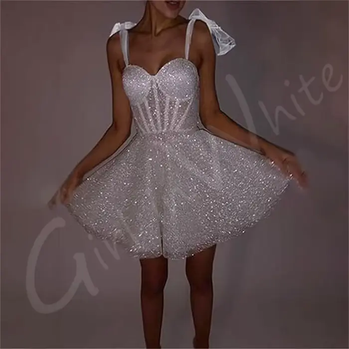 Robes de mariée corset princesse chérie, robes de mariée A-ligne personnalisées, court mini patients