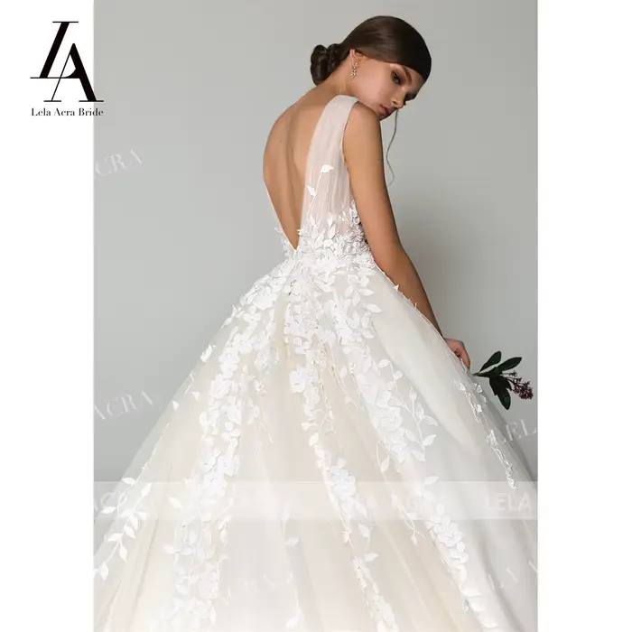 Robe De mariée trapèze avec des Appliques féeriques